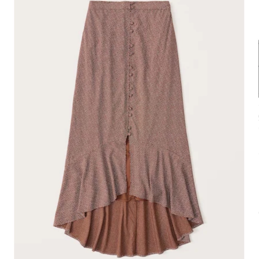 Abercrombie & Fitch Button Through Ruffle Midi Skirt (Petite)